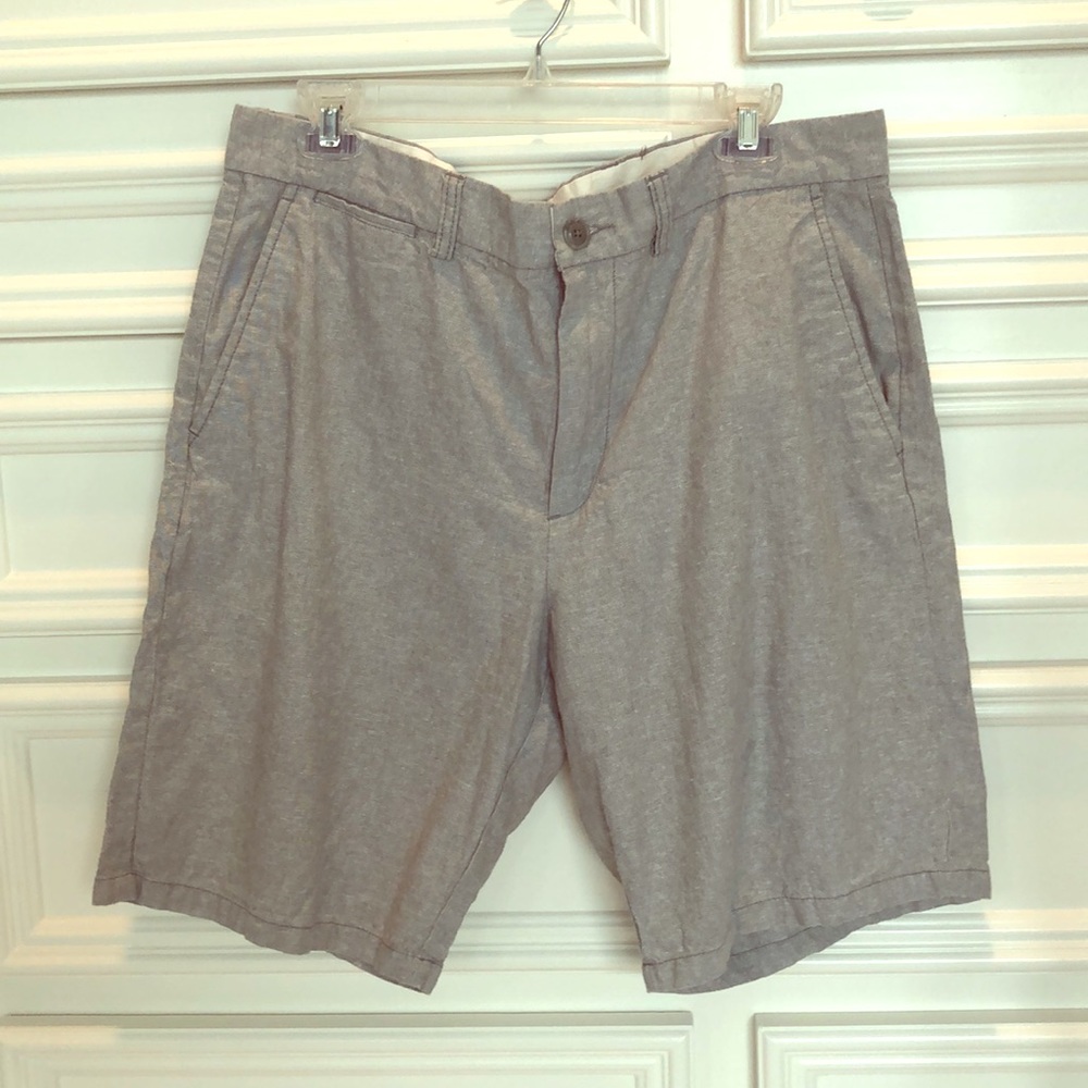 Old Navy Men's Ultimate Slim Linen Blend Shorts Flat Front Light Gray Size 36